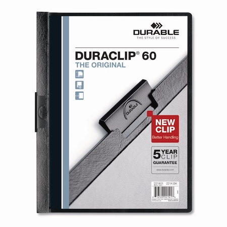 Durable Office Products DuraClip Report Cover, Clip Fastener, 8.5 x 11, Clear/Black, PK25 221401